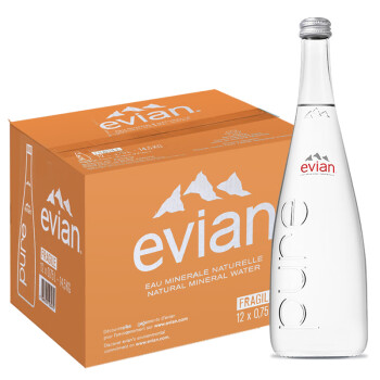 依云（EVIAN） 法国进口依云（evian）天然矿泉水 750mL 12瓶 1箱无气玻璃瓶