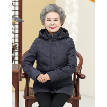 鸭鸭(yaya)奶奶冬装加厚保暖羽绒服女中老年女装妈妈装外套老太太大码