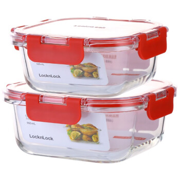 乐扣乐扣(LocknLock)保鲜盒套装密封冰箱微波炉烤箱便当盒零食品水果餐盒 LLG237S601 红色 2件套