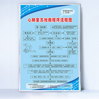 心肺复苏抢救程序流程图 50x70cm