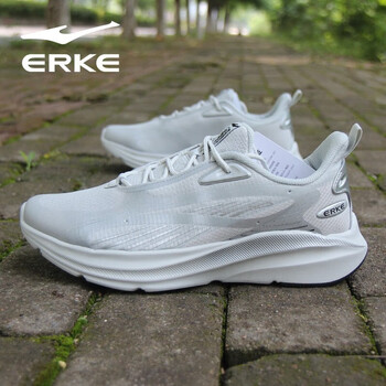 ERKE 鸿星尔克 男鞋新款跑步鞋织面透气舒适防滑运动鞋减震耐磨 铅笔灰/亮银 42运动户外类商品-全利兔-实时优惠快报
