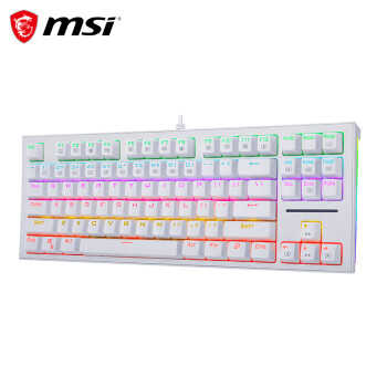 微星（MSI）GK50Z MINI 机械键盘 红轴 RGB光效 有线 游戏电竞办公键盘 87键 吃鸡键盘 白色