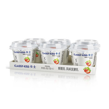 卡士（CLASSY.KISS）草莓果粒鲜酪乳 100g*6杯 低温酸奶酸牛奶风味发酵乳