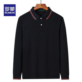ROMON 罗蒙 男士棉POLO衫秋季新款舒适透气商务休闲服饰鞋包类商品-全利兔-实时优惠快报