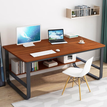 优辉电脑桌书桌简易家用台式办公书桌带层架写字桌简约学习书桌子140x