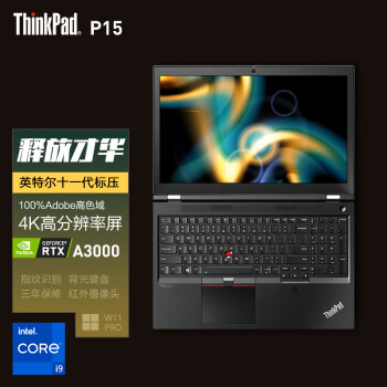 ThinkPad  P15 15.6Ӣרҵƻͼͼ3DϷƶЧƶͼιվʼǱ 1UCD i9-11950H 4KA3000 128Gڴ 6T̬ 
