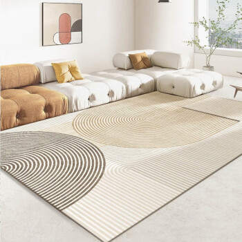 布迪思 地毯客厅地毯卧室茶几沙发毯可定制北欧简约现代满铺加厚防滑垫 奶油线条 140*200cm小客厅