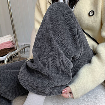 休闲裤女2023春秋麦穗阔腿裤女高腰垂感休闲针织裤子服饰鞋包类商品-全利兔-实时优惠快报