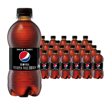 百事可乐 无糖 Pepsi 碳酸饮料 汽水 迷你 小胶瓶 300ml*24瓶 饮料整箱  百事出品