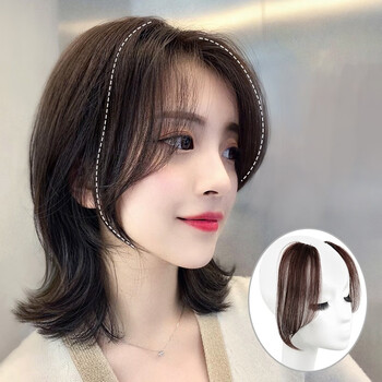 岚婷刘海假发女八字刘海真发发片中分两侧假发贴片无痕隐形法式假刘海