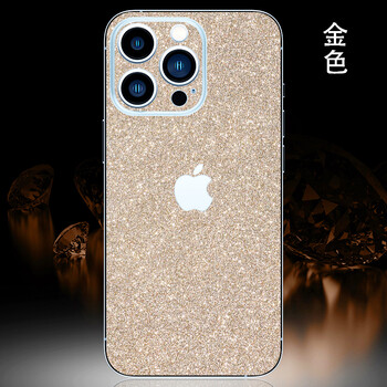 苹果13promax手机闪钻磨砂后膜iphone13闪粉彩膜13mini贴纸13背膜金色