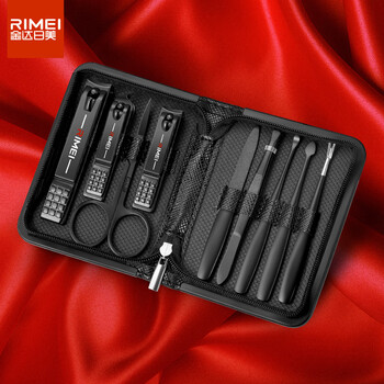 限移动端、京东百亿补贴：RIMEI 金达日美 指甲刀套装9件套指甲剪脚趾甲掏耳勺眉夹老茧推美甲工具 黑色底全利兔-实时优惠快报