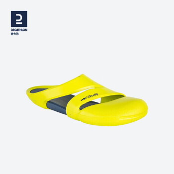 迪卡侬游泳男士运动包脚拖鞋男时尚室外速干沙滩洞洞鞋NABD2030706亮黄色蓝底38-39码