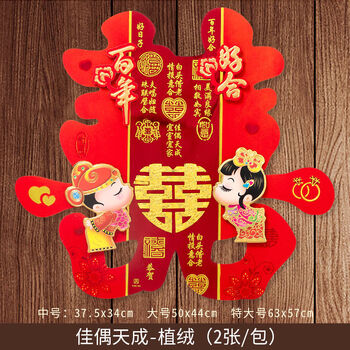 喜i庆喜字结婚用品大全婚房装饰布置套装大门贴双喜囍字贴喜庆床头