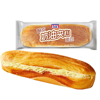 MANKATTAN 曼可顿 酥皮夹心面包 手撕小面包 早餐食品速食懒人 成人儿童休闲零食 酥皮奶油夹心75g*4食品类商品-全利兔-实时优惠快报