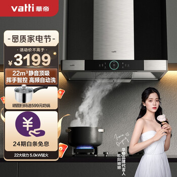 华帝（VATTI）i11143系列 家用欧式静音抽油烟机燃气灶具套装22大吸力 自动清洗 5.0KW灶 以旧换新(液化气)