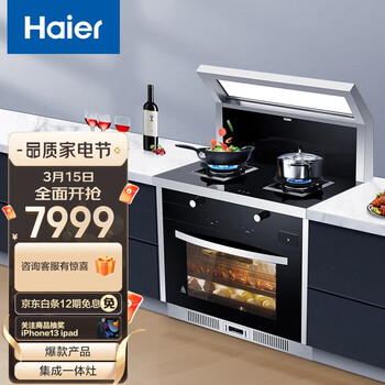 海尔（Haier）集成灶 侧吸式抽油烟机燃气灶具蒸箱 智能全联动 集成灶一体灶家用JJZT-JE9M1Z(天然气)