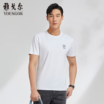 雅戈尔t恤男士2022夏季青年男士商务休闲短袖t恤vspc533082bya漂白s