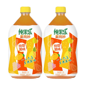 纯果乐果缤纷热带混合水果味1l12瓶箱装复合果汁饮料饮品进年节日礼多