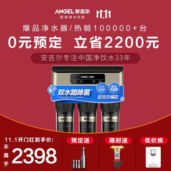 安吉尔净水器家用 直饮水机V6 厨房无桶净水机 厨下双出水反渗透RO膜纯水机 60L/H全屋过滤器 J2605-ROB60(A8)