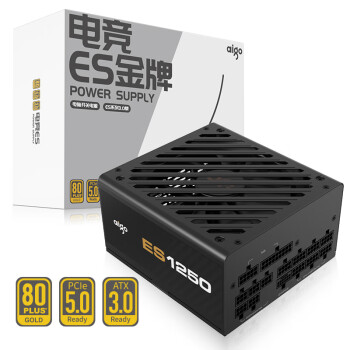 爱国者（aigo）ES1250W金牌全模组电源（ATX3.0/原生PCIE5.0支持4090/低噪台式机电脑游戏主机箱电源）