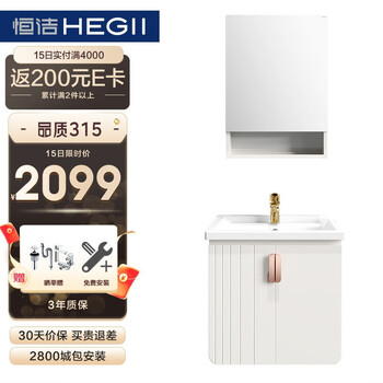 恒洁（HEGII）浴室柜组合 现代简约 木合金防潮耐用洗手洗脸盆组合BK6076-060