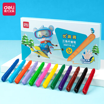 deli 得力 HM719-24 洞洞三角杆蜡笔 24色数码类商品-全利兔-实时优惠快报