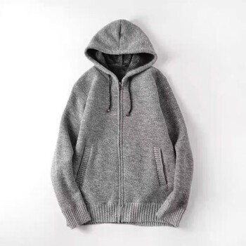 VANCL 凡客诚品 厚实保暖!男装尾单秋冬季加绒加厚连帽针织开衫毛衣外套 灰色 M服饰鞋包类商品-全利兔-实时优惠快报