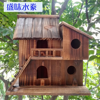 室外鸟窝繁殖箱玄风鸽子挂式木质创意手工制作木鸟屋鸟窝鸟巢喂鸟器