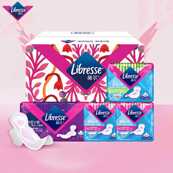 薇尔 Libresse 舒适V感卫生巾套装 (日用24cm*10片*2+日用28.5cm*8片+夜用42cm*6片)美妆个护类商品-全利兔-实时优惠快报