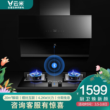 云米(VIOMI)Wing挥手感应侧吸油烟机 智能烟灶套装 燃气灶 20立方爆炒瞬吸 烟灶联动VC503+VG203(天然气)