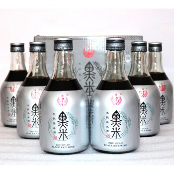 黑米酒洋县黑糯米酒酿黑米甜酒黄酒630ml6瓶陕西特产朱鹮黑米酒深灰色
