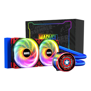 Tt（Thermaltake）大台风240一体式CPU水冷散热器 美国队长版 漫威正版授权（ARGB可旋转OLED水冷头/高效能)