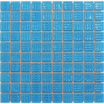 曦凰玻璃游泳池马赛克金线户外水池鱼池浴池外墙滑抗冻瓷砖(40片起发） 湖蓝色 (1平方=10片)