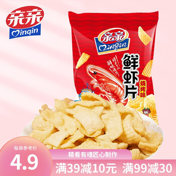 亲亲（Qinqin）鲜虾片 烧烤味80g*6件全利兔-实时优惠快报