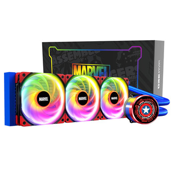 Tt（Thermaltake）大台风360一体式CPU水冷散热器 美国队长版 漫威正版授权（ARGB可旋转OLED水冷头/高效能)