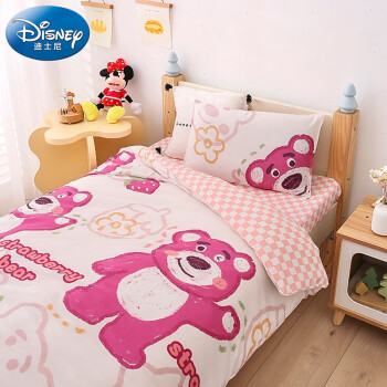 迪士尼宝宝（Disney Baby）A类纯棉幼儿园被子六件套 婴儿童被褥入园多件套（三件套+枕芯+被芯+床垫）草莓熊