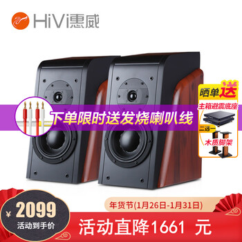 惠威(HiVi) D3.1高保真HIFI书架音响2.0发烧无源音箱组合家用音箱套装 D3.1书架箱(不含功放)