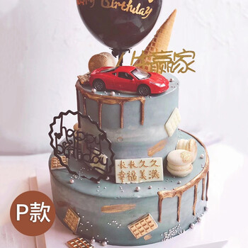 双层汽车蛋糕网红奔驰大g生日蛋糕全国同城配送哈雷摩托车男老公广州