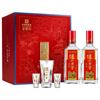 泸州老窖 LUZHOULAOJIAO）特曲 浓香型白酒 52度500ml*2瓶 花开富贵礼盒 （节日送礼）全利兔-实时优惠快报