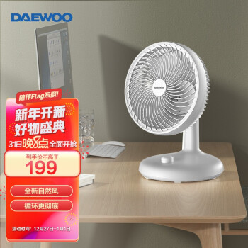 韩国大宇（DAEWOO）电风扇空气循环扇风扇卧室家用多功能涡轮电扇办公室台式母婴台扇 21年新循环扇-C30（白色）