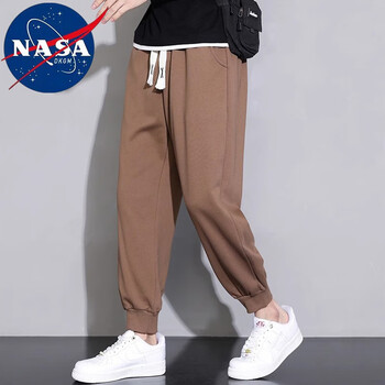 NASADKGM 官方联名休闲裤子男秋季新款潮流百搭青少年九分休闲运动裤男 K01棕色 L（105斤-120斤）服饰鞋包类商品-全利兔-实时优惠快报