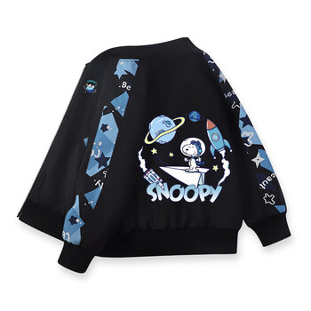 SNOOPY 史努比 女童外套男孩棒球服春秋季中大童户外运动服儿童夹克两面穿 20122壹X-20121九B黑 170全利兔-实时优惠快报