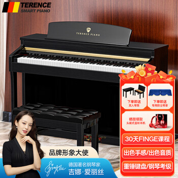 Terence 特伦斯 重锤88键智能电子钢琴 典雅黑母婴玩具类商品-全利兔-实时优惠快报