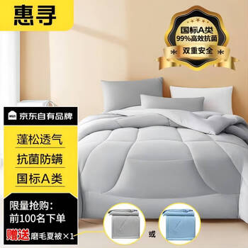 惠寻 京东自有品牌 抗菌七孔被亲肤保暖被子被芯 冬被200*230cm全利兔-实时优惠快报