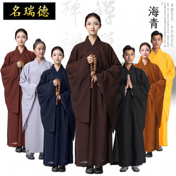 名瑞德海青僧服四季款麻纱海青居士服佛教僧衣僧服出家和尚衣服尼姑服