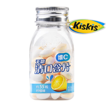 酷滋 KisKis清口含片维C含片 网红休闲零食 压片糖果（柠檬味约55粒）38g*1盒