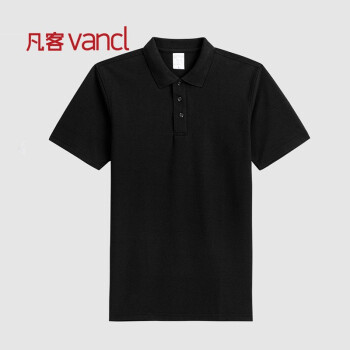 凡客诚品 VANCL 短袖POLO衫男士经典纯色商务休闲保罗衫32双珠 黑色 XL