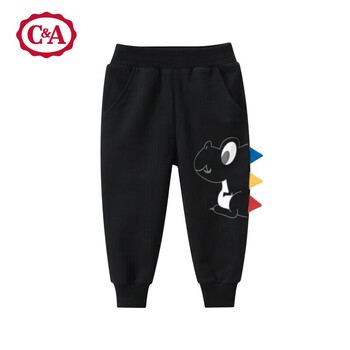C&A 西雅衣家 C＆A童装男童裤子儿童2023春秋款中大童运动休闲卡通长裤男小童裤子秋 黑色 110母婴玩具类商品-全利兔-实时优惠快报