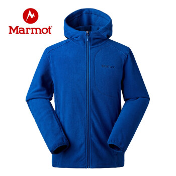 土拨鼠（Marmot）秋冬男抓绒衣轻量保暖户外透气开衫连帽外套 冲浪蓝2707 L 欧码偏大